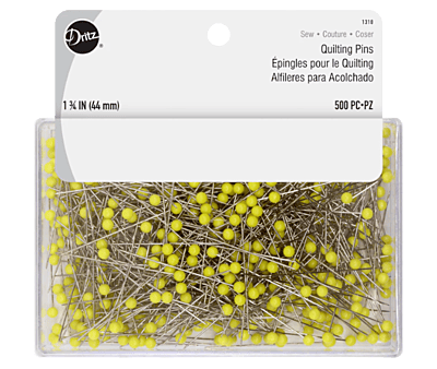 DRITZ 1310 QUILTING PINS YELLOW, 1-3/4 INCH (500 COUNT)(1310-PRM)